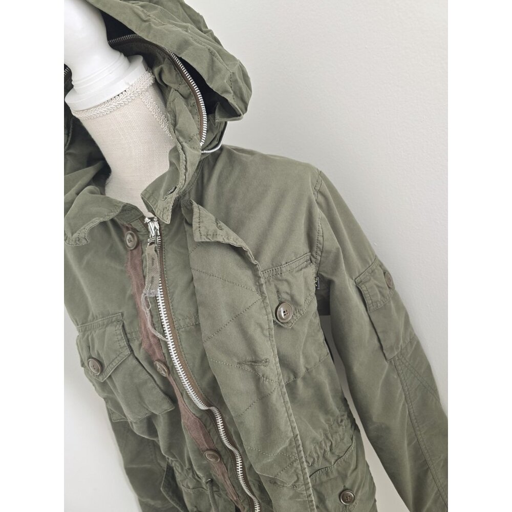 Alpha Industries Army Green Utility Jacket S Small Zip Up Hooded Military Cargo - Picture 2 of 12